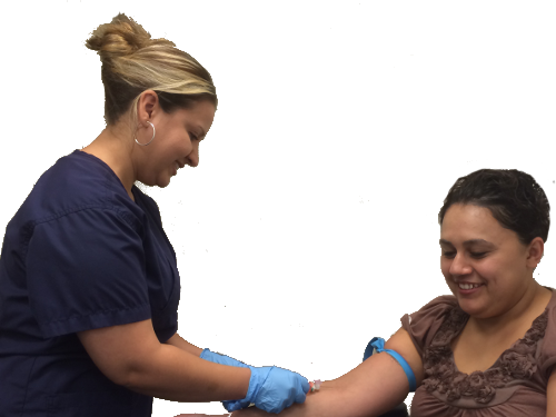 Technician performing blood draw