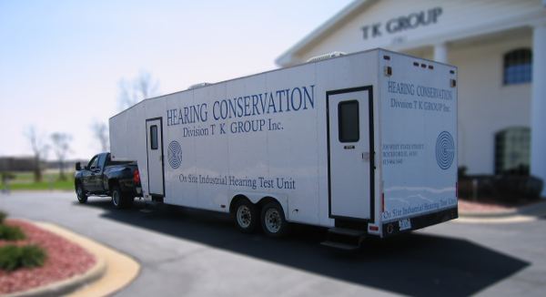 Mobile hearing testing unit parked